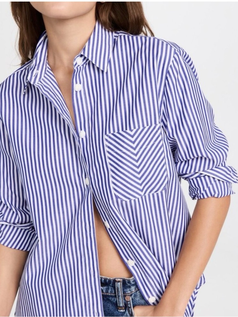 rag & bone ICONS Maxine Stripe Button-Up Shirt – Blue/White – Medium